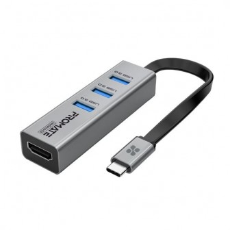 PROMATE 4-in-1 USB Multi-Port Hub with USB-C Connector.